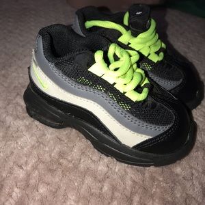 Neon Green and black Nike toddler sneakers